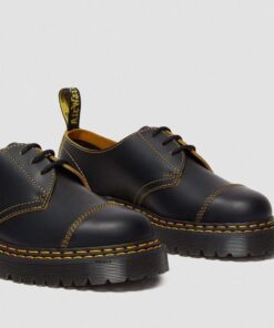 Dr. Martens 1461 Bex Double Stitch Black Yellow Smooth Slice 25951032 3